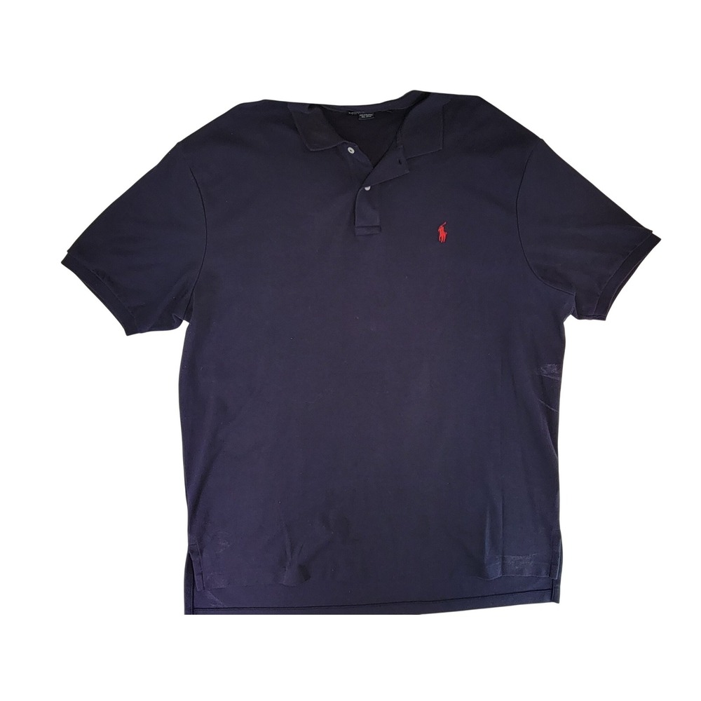 Polo Ralph Lauren Men Navy Blue Classic Fit Polo Shirt Red Pony Logo‎ Size XL